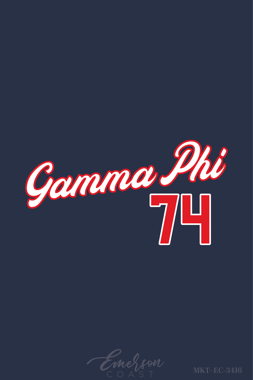 Gamma Phi Beta Navy Sporty Script Recruitment Tee