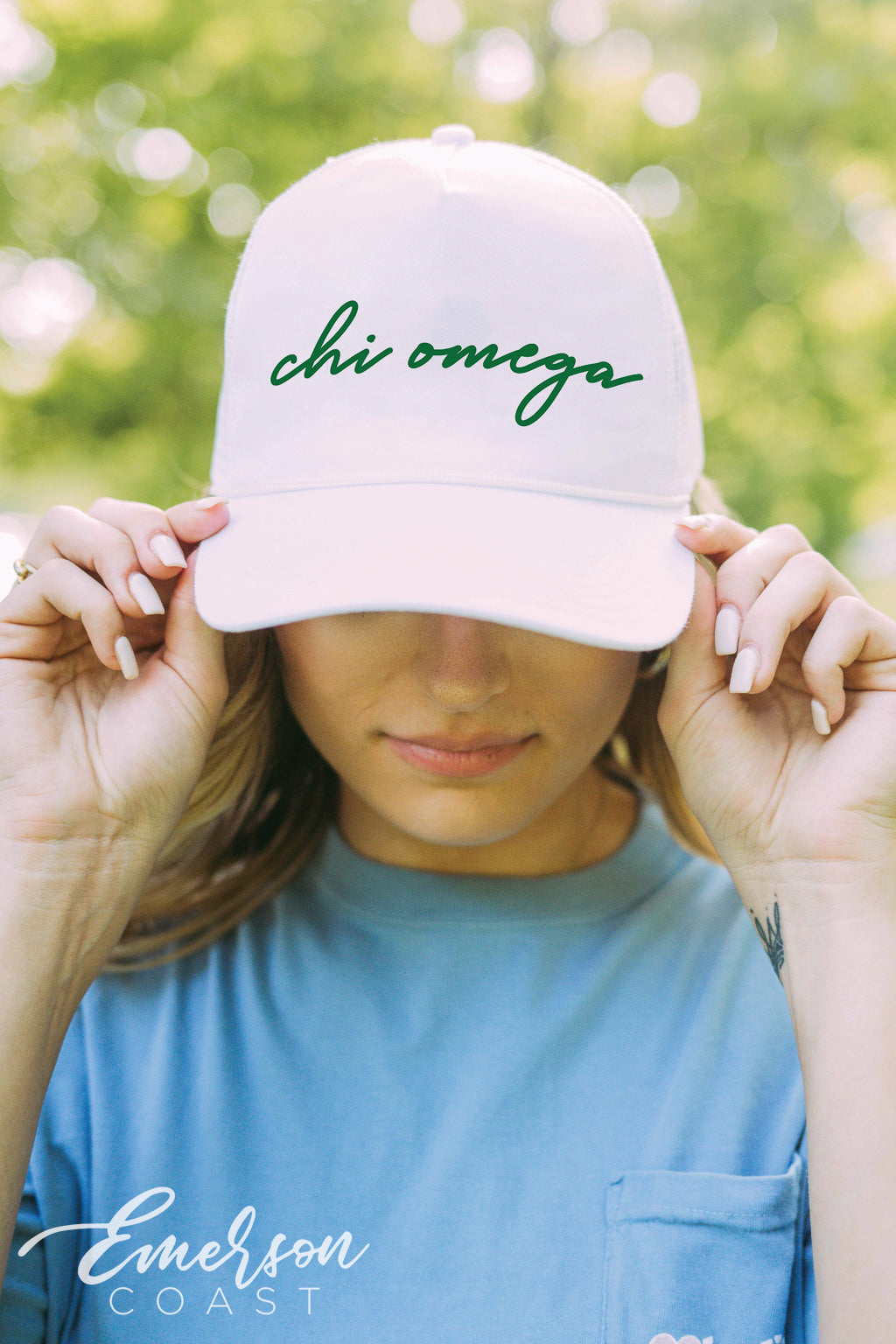 Chi Omega White Work Week Hat