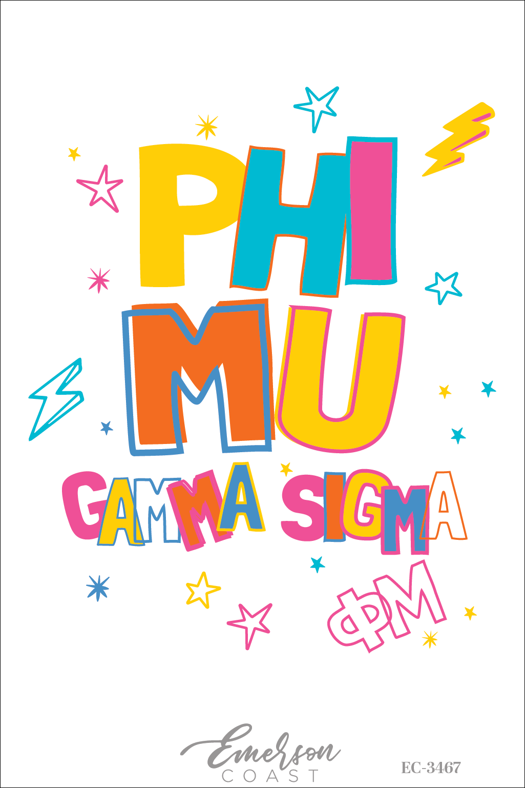 Phi Mu Colorful Rainbow Doodle Tee