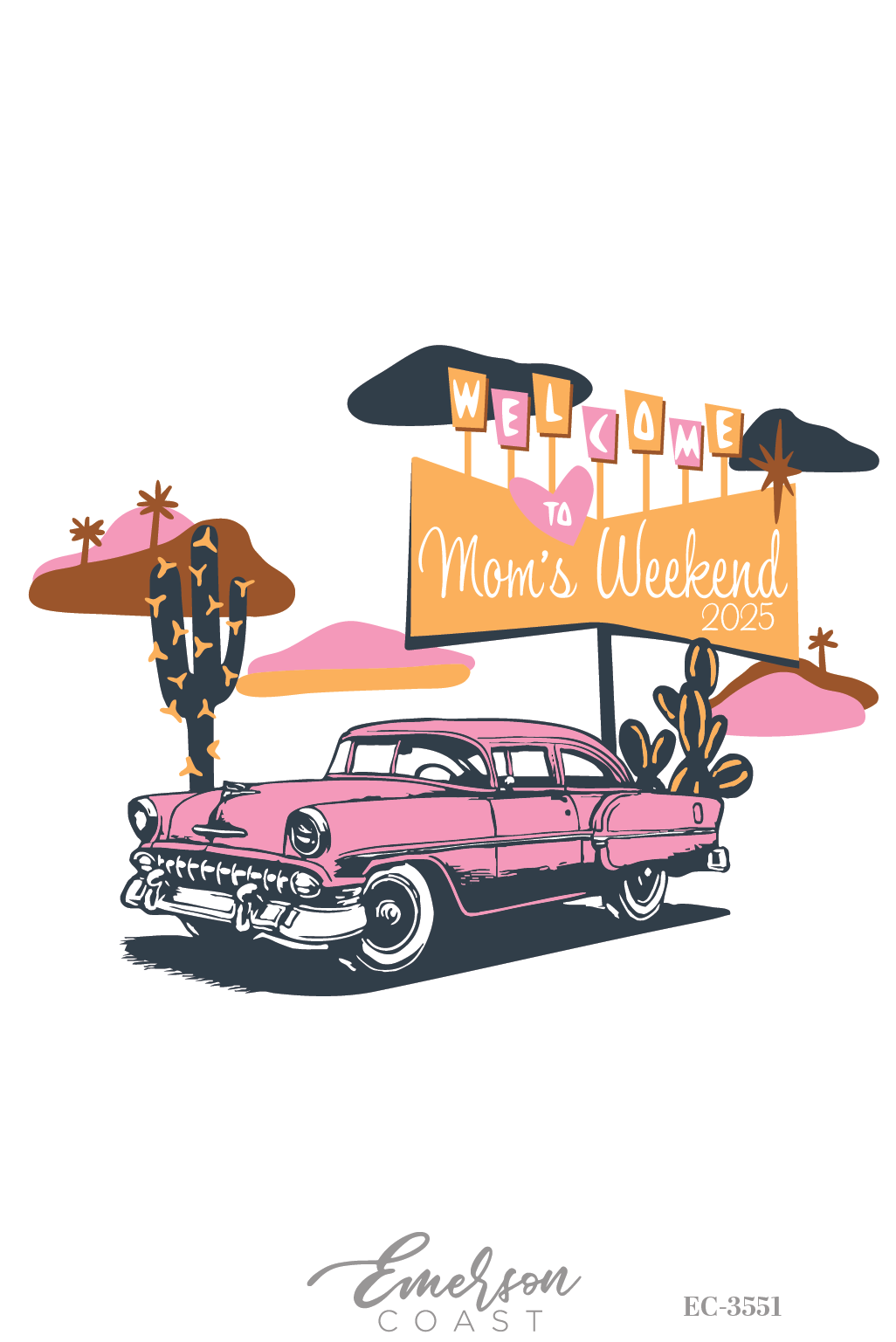 Alpha Delta Pi Texas Christian University Mom's Weekend Retro Car Tee