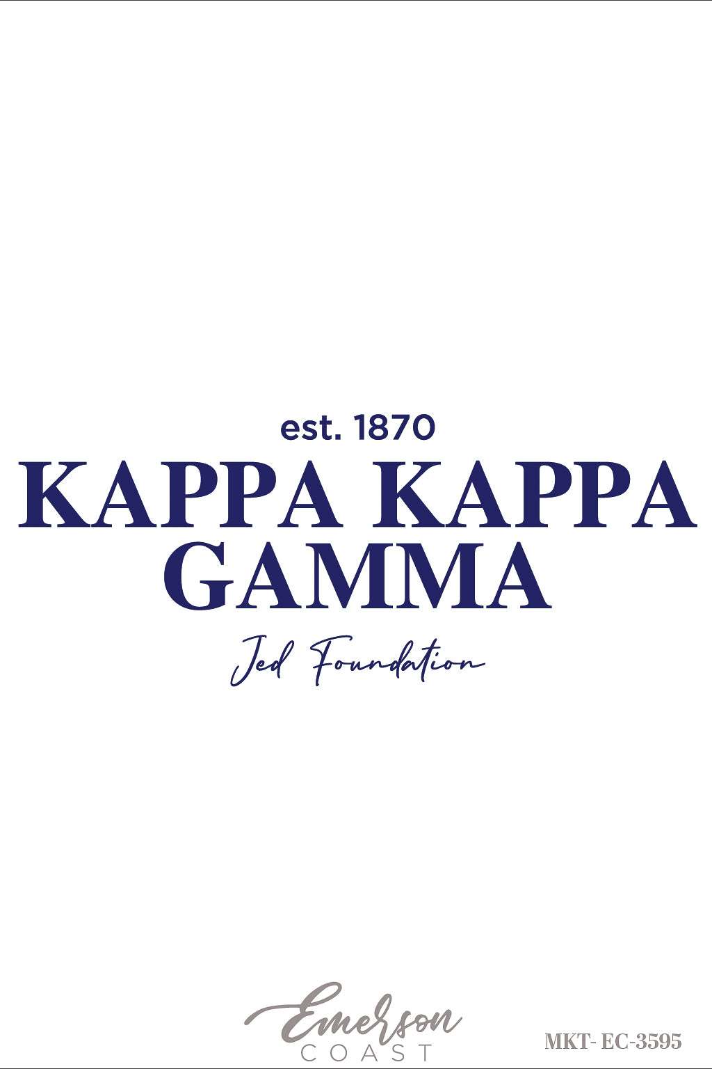 Kappa Kappa Gamma Simple Navy Jed Foundation Philanthropy Tshirt