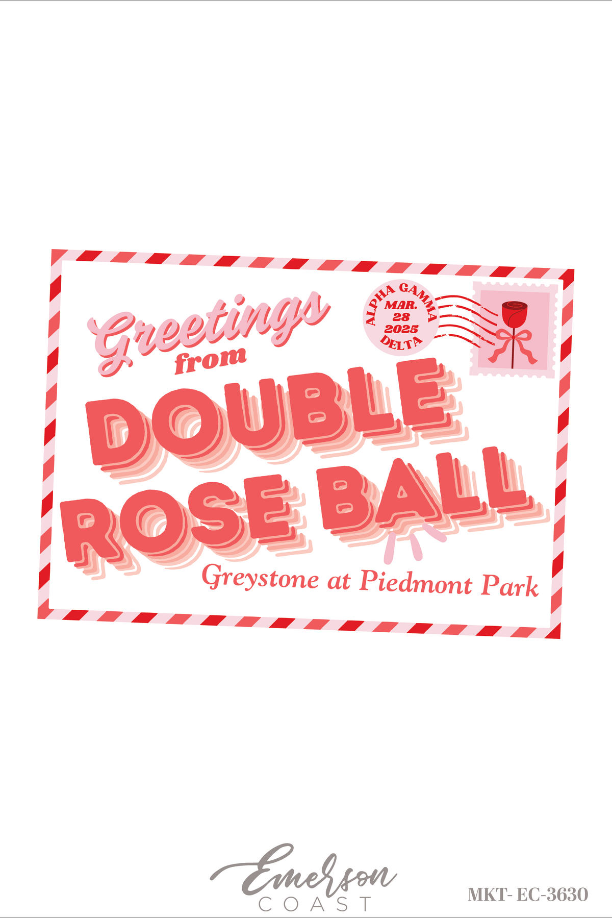 Alpha Gamma Delta Georgia Tech University Double Rose Ball Tshirt