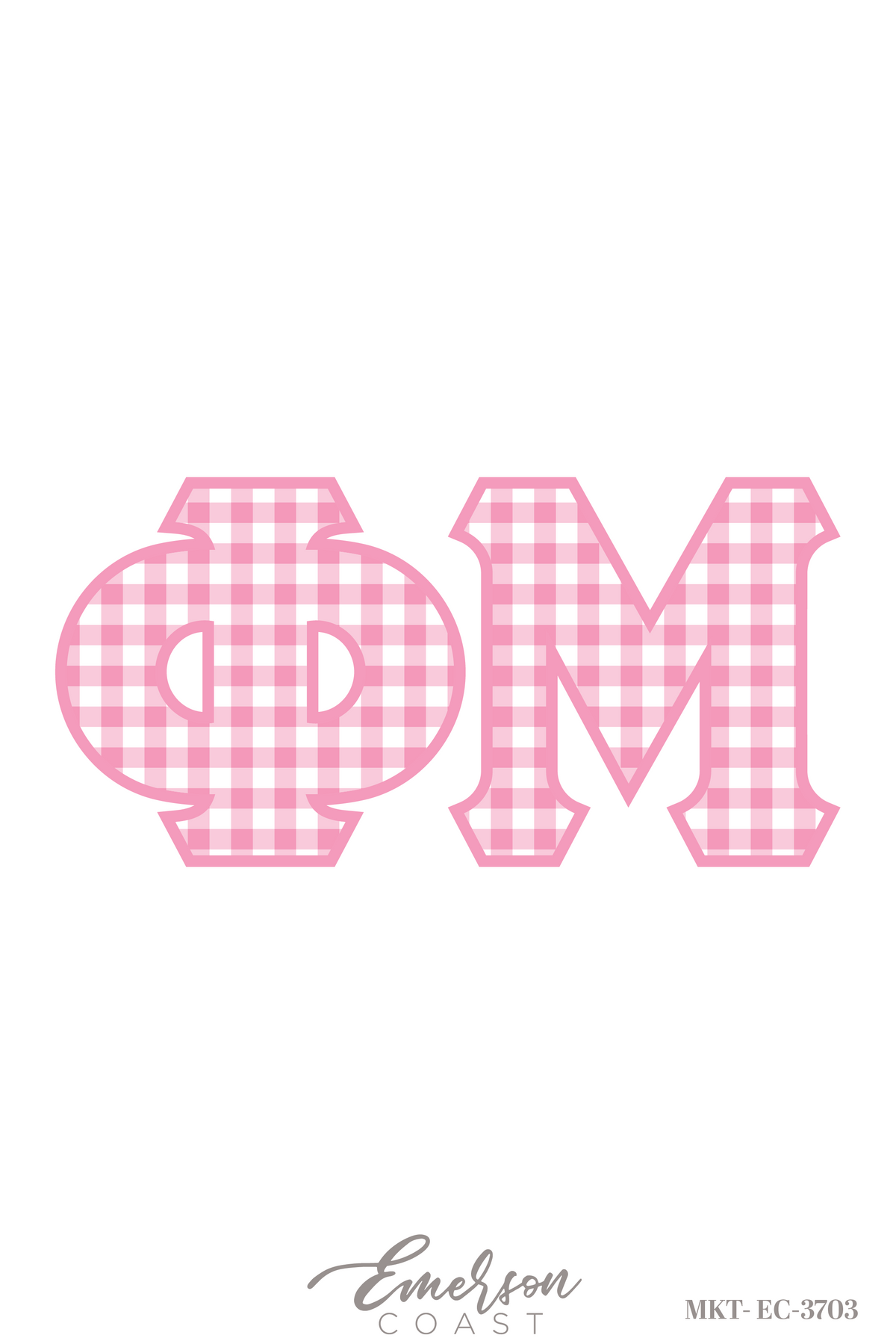Phi Mu Pink Gingham Greek Letters Tee