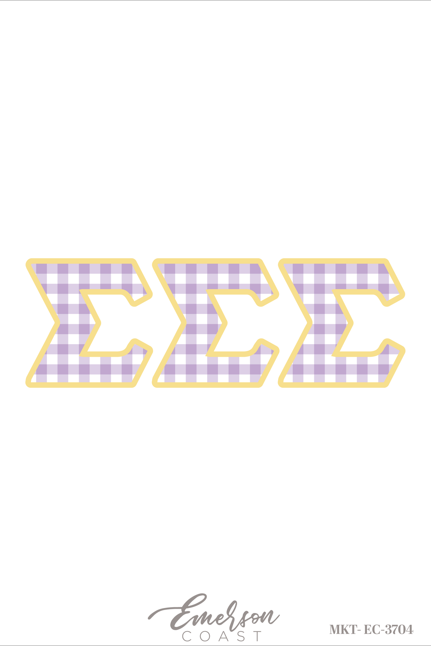 Sigma Sigma Sigma Lavender Gingham Print Letter Jersey