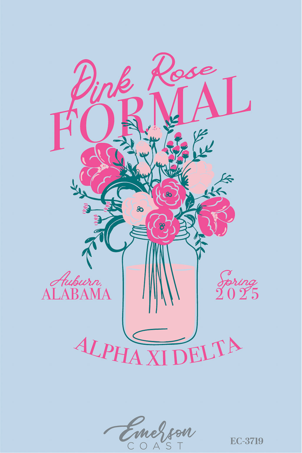 Alpha Xi Delta Auburn University Pink Rose Formal Tshirt