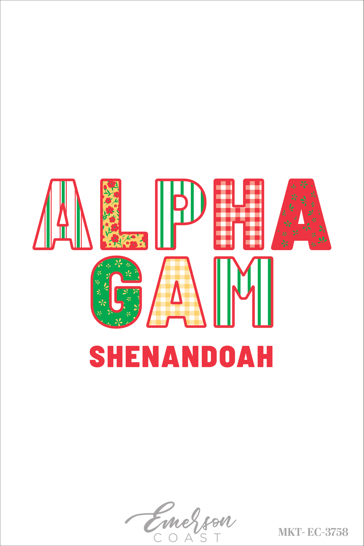 Alpha Gamma Delta Red Patchwork Philanthropy Recruitment Tee