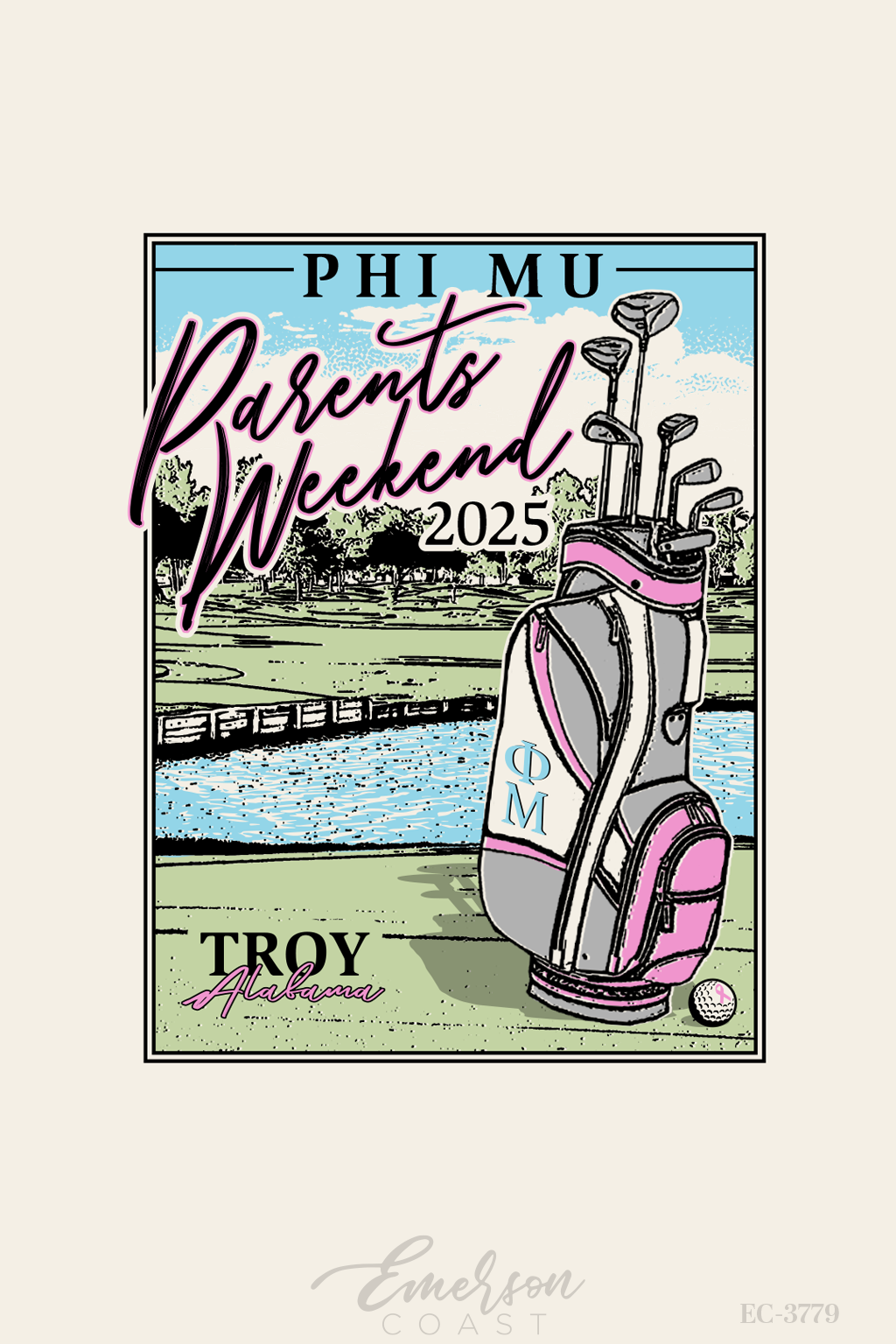 Phi Mu Troy University Family Weekend Golfing Tshirt