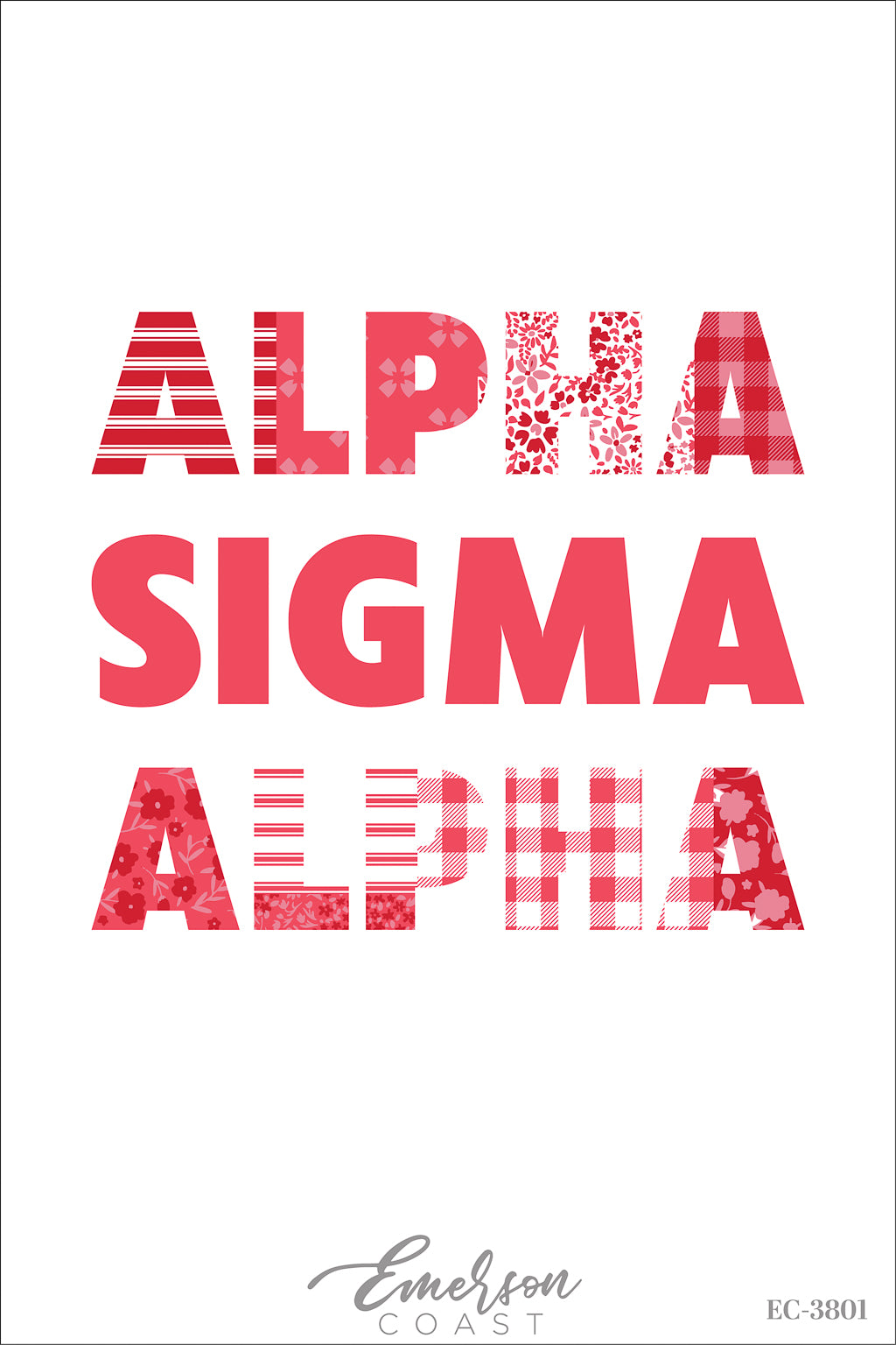 Alpha Sigma Alpha Red Patterned Letters Tshirt
