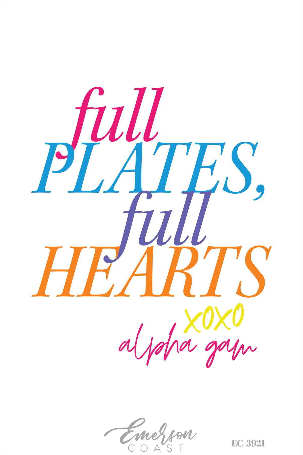 Alpha Gamma Delta Full Plates Full Hearts Colorful Recruitment Tee
