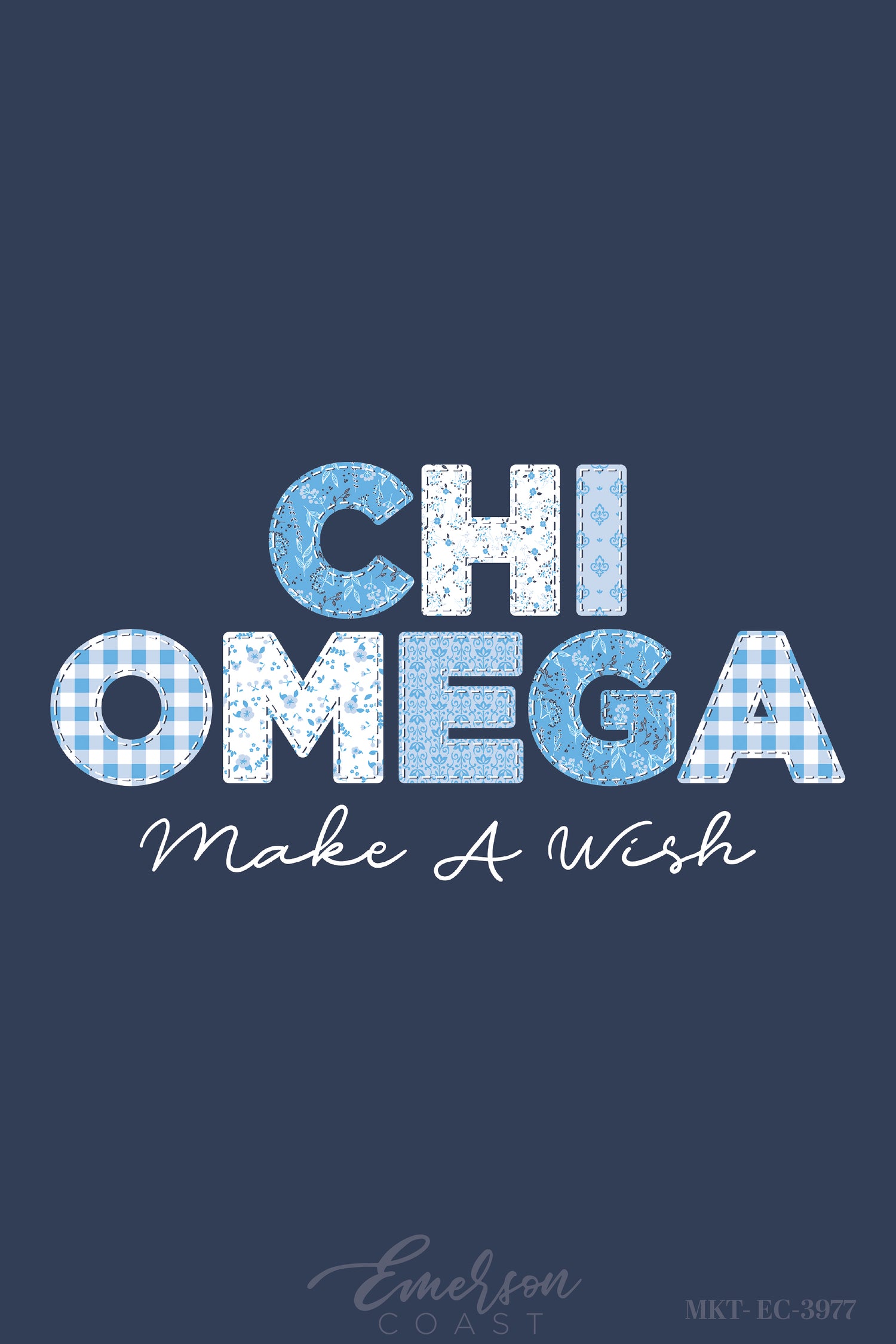 Chi Omega Patchwork Make A Wish Recruitment T-Shirt