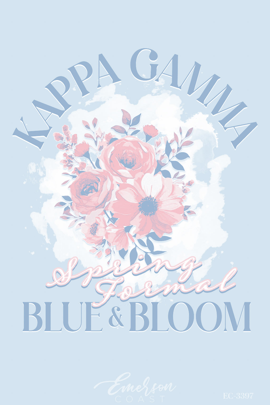Kappa Kappa Gamma Virginia Tech University Spring Blue and Bloom Formal T-Shirt