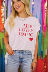 ADPI Loves RMHC White Rolled Cuff Tee
