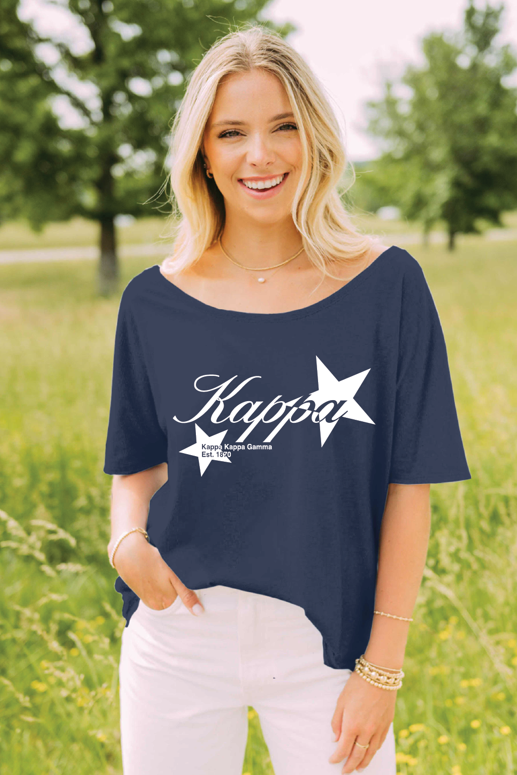 Kappa Kappa Gamma Navy Recruitment Slouchy  Tee