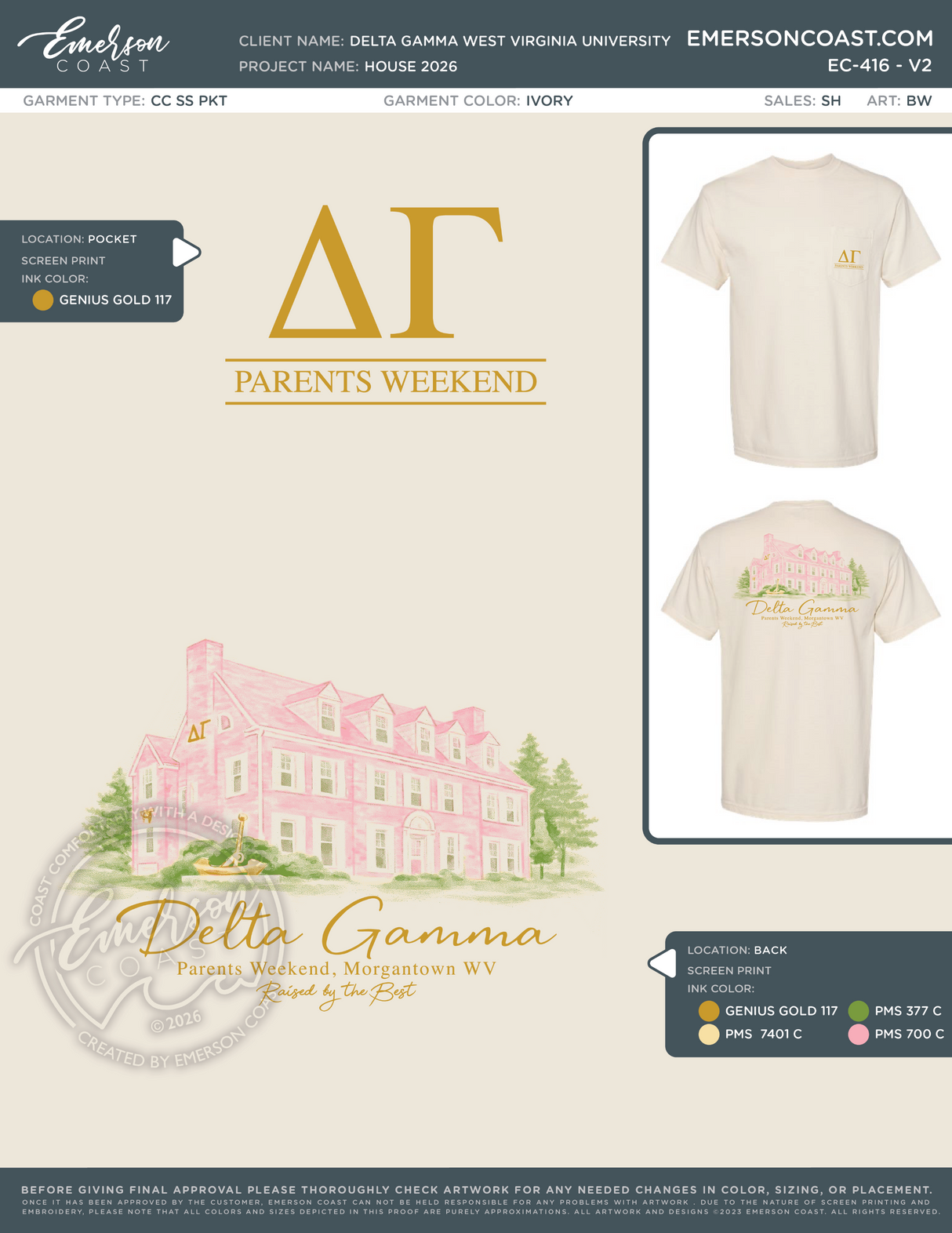 EC-416 NEW Delta Gamma West Virginia University 2026 FW