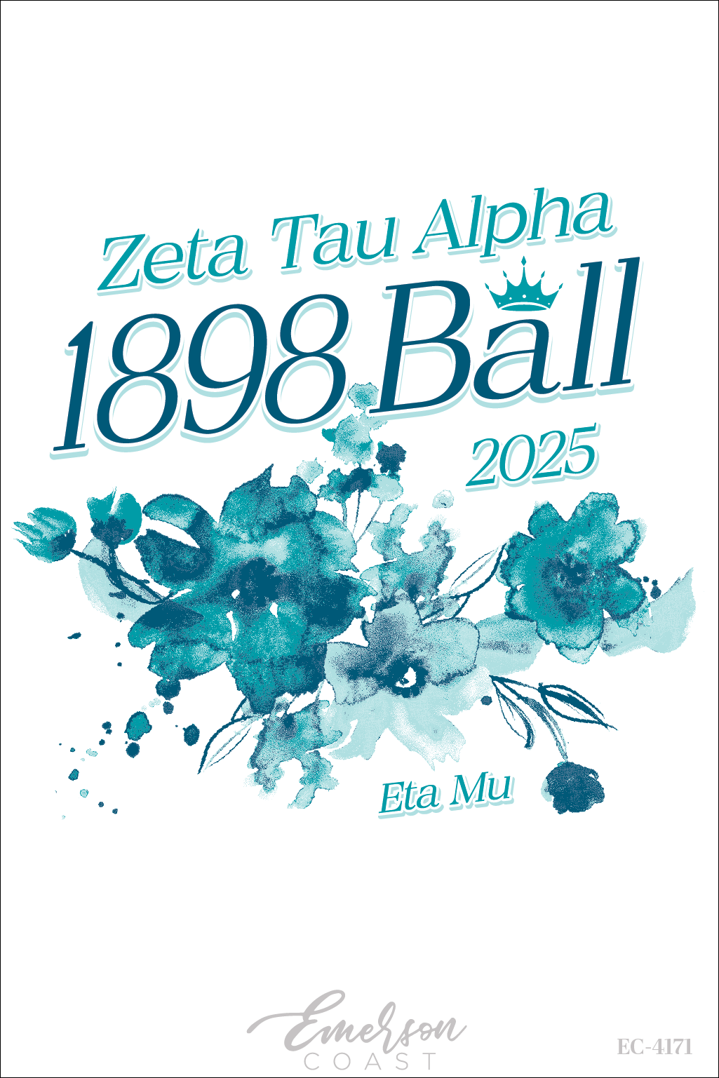 Zeta Tau Alpha Watercolor 1898 Ball T-Shirt