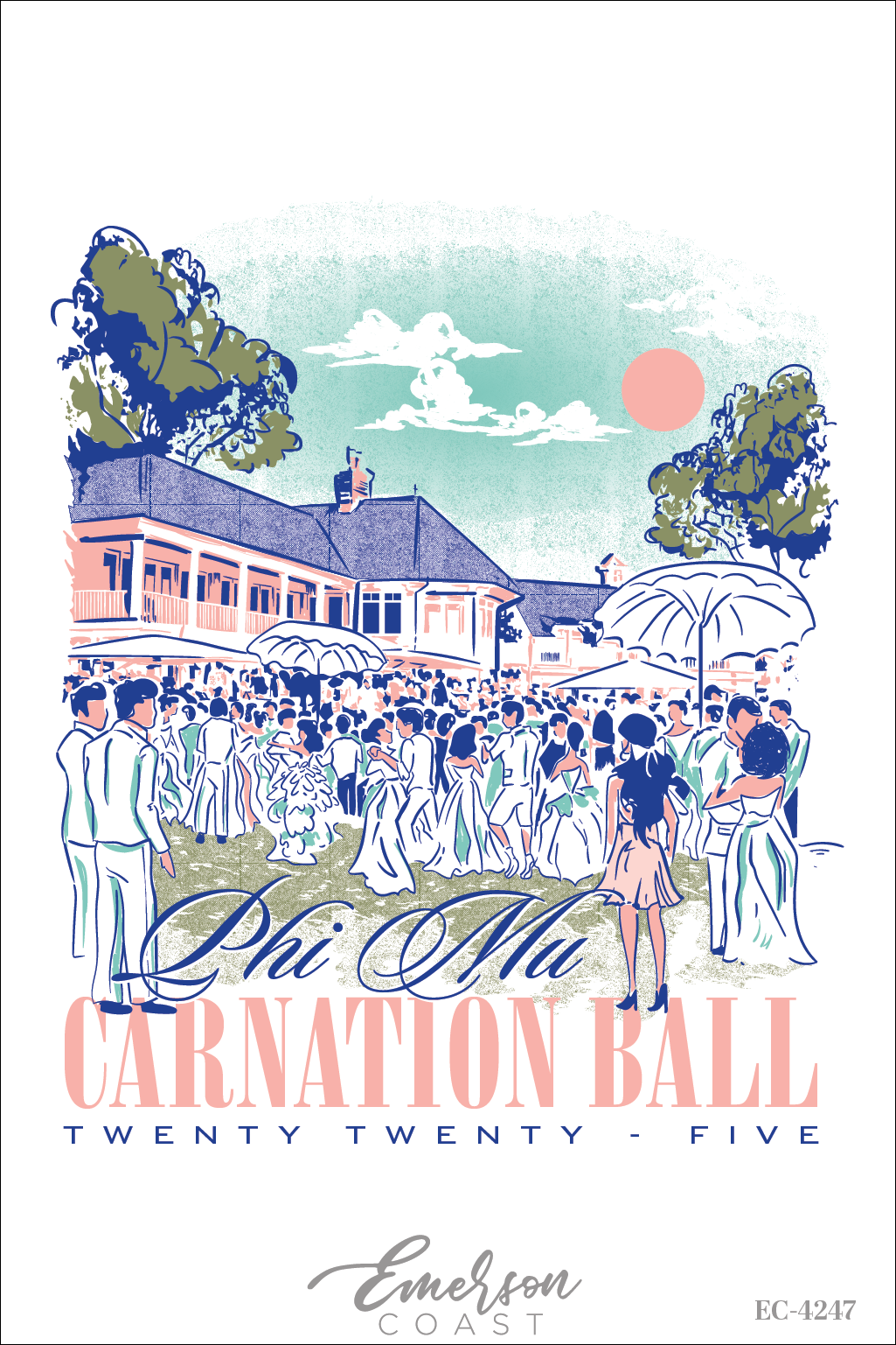 Phi Mu Hamptons Theme Carnation Formal T-Shirt