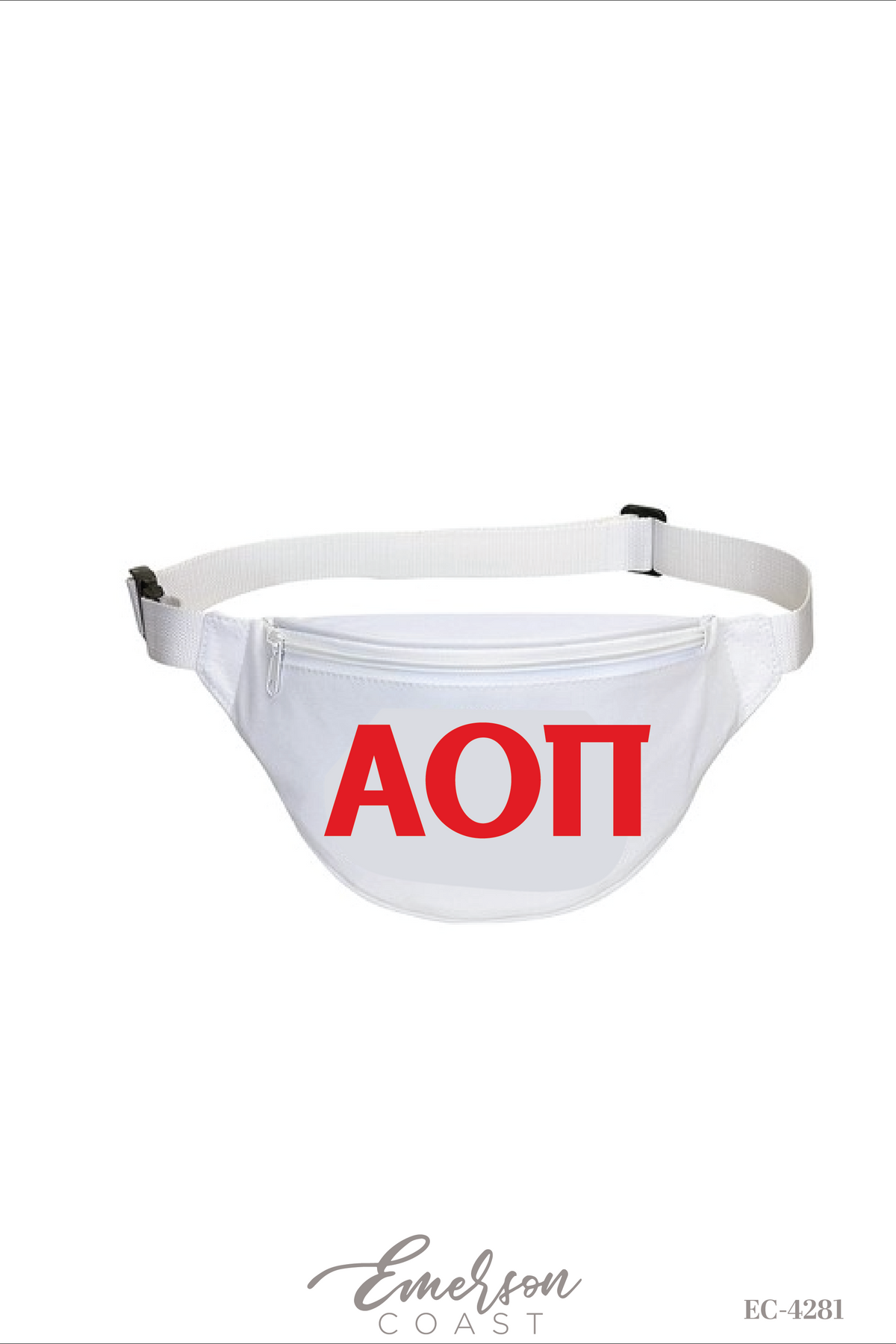 Alpha Omicron Pi White Fanny Pack