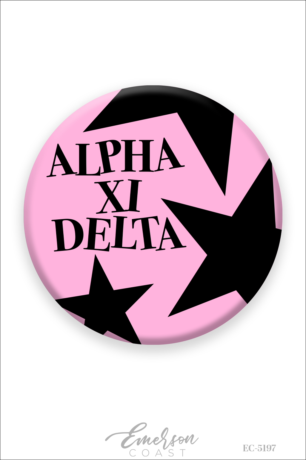 Alpha Xi Delta Pink Star Pin Button