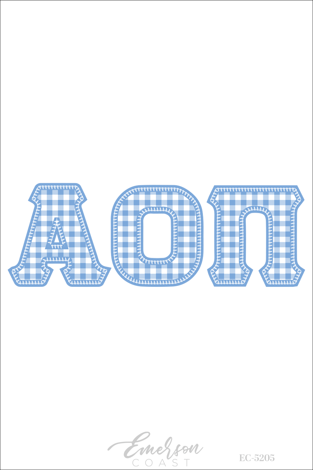 Alpha Omicron Pi Blue Gingham Letter Jersey