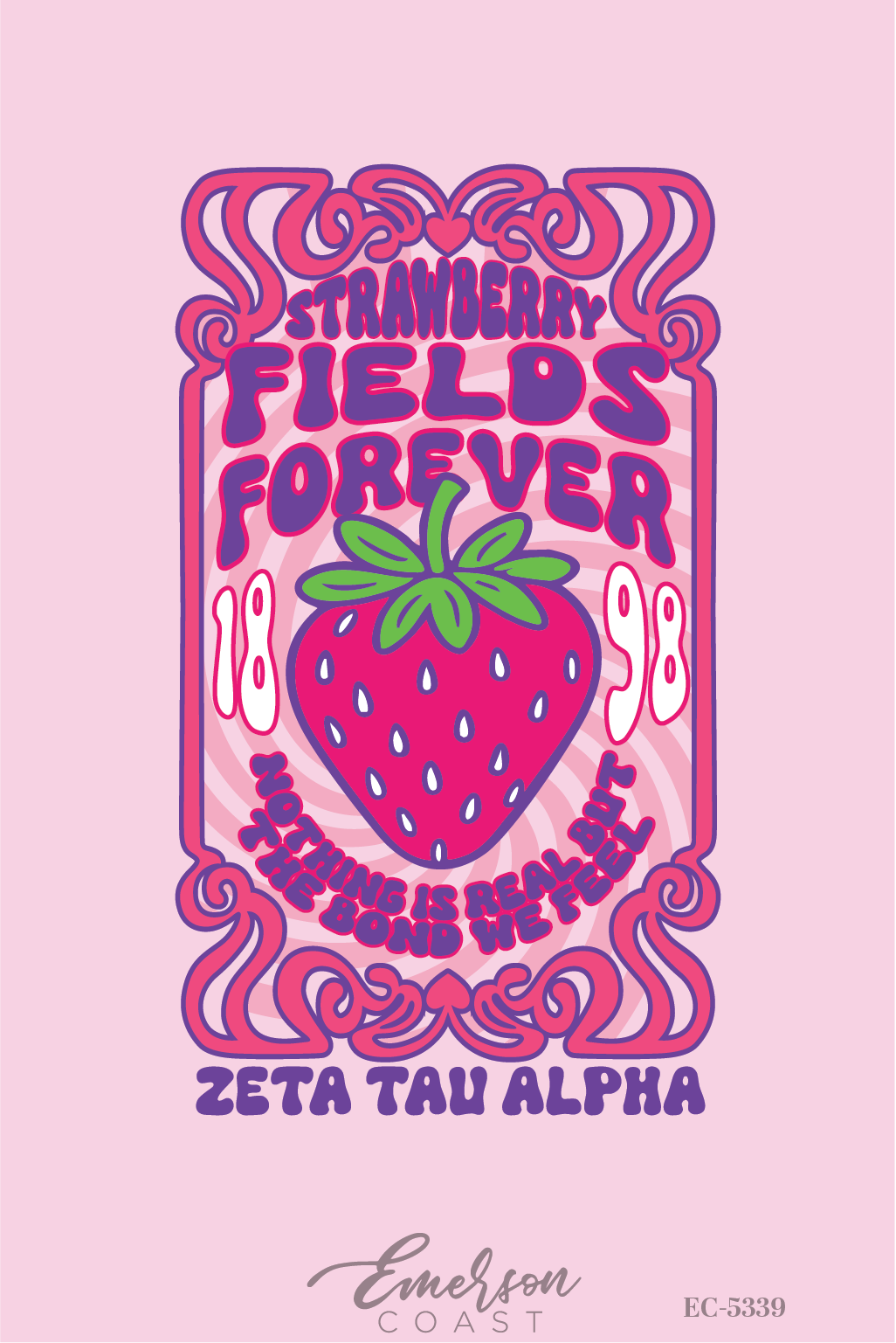 Zeta Tau Alpha Strawberry Fields Forever Bid Day T-Shirt
