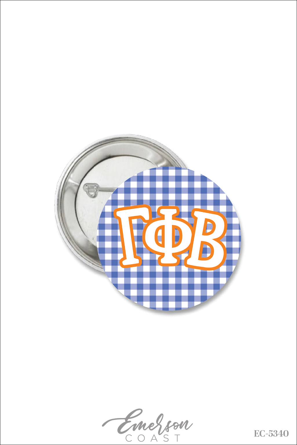 Gamma Phi Beta Gingham Button