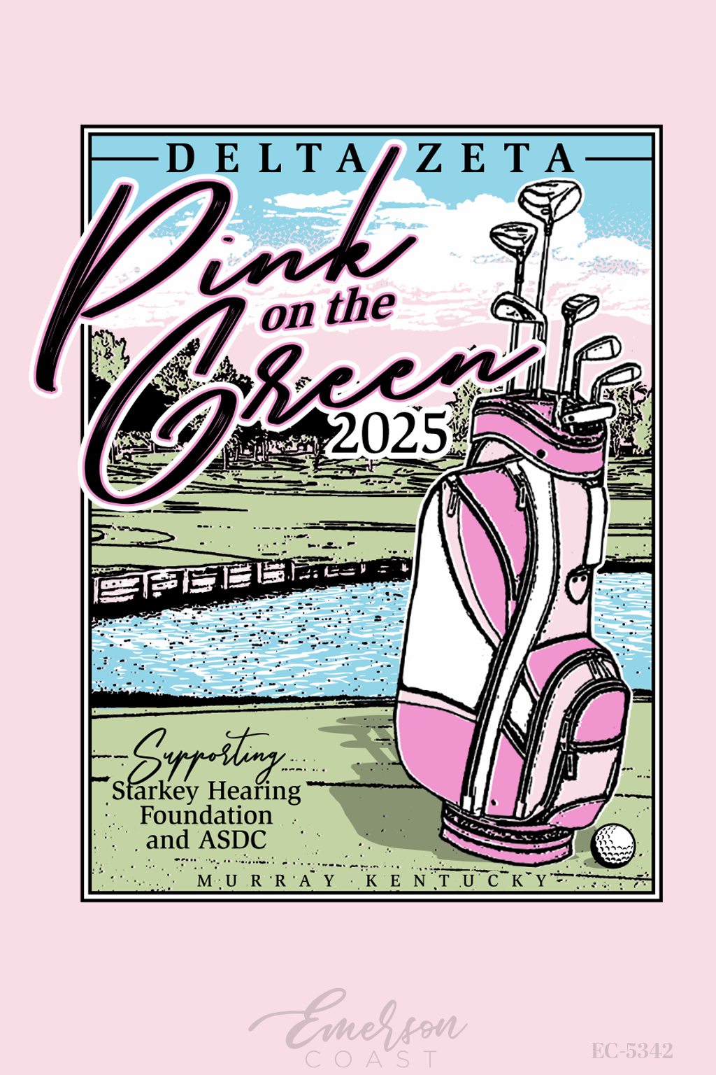 Delta Zeta Murray State University Pink On The Green Philanthropy T-Shirt