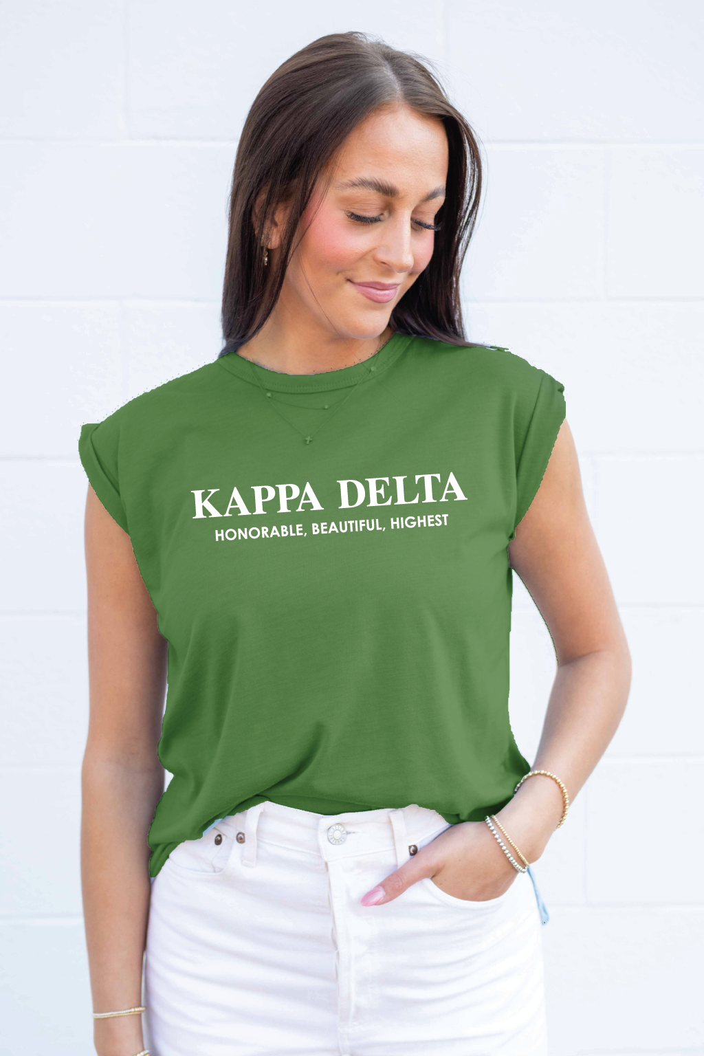 Kappa Delta Honorable Beautiful Highest Green Rolled Cuff Tee