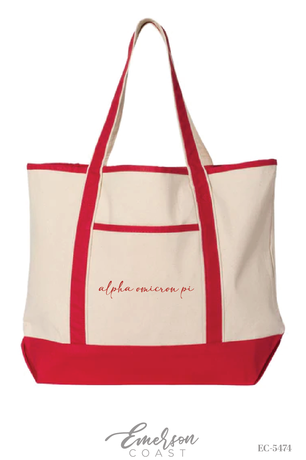 Alpha Omicron Pi Simple Script Bid Day Tote