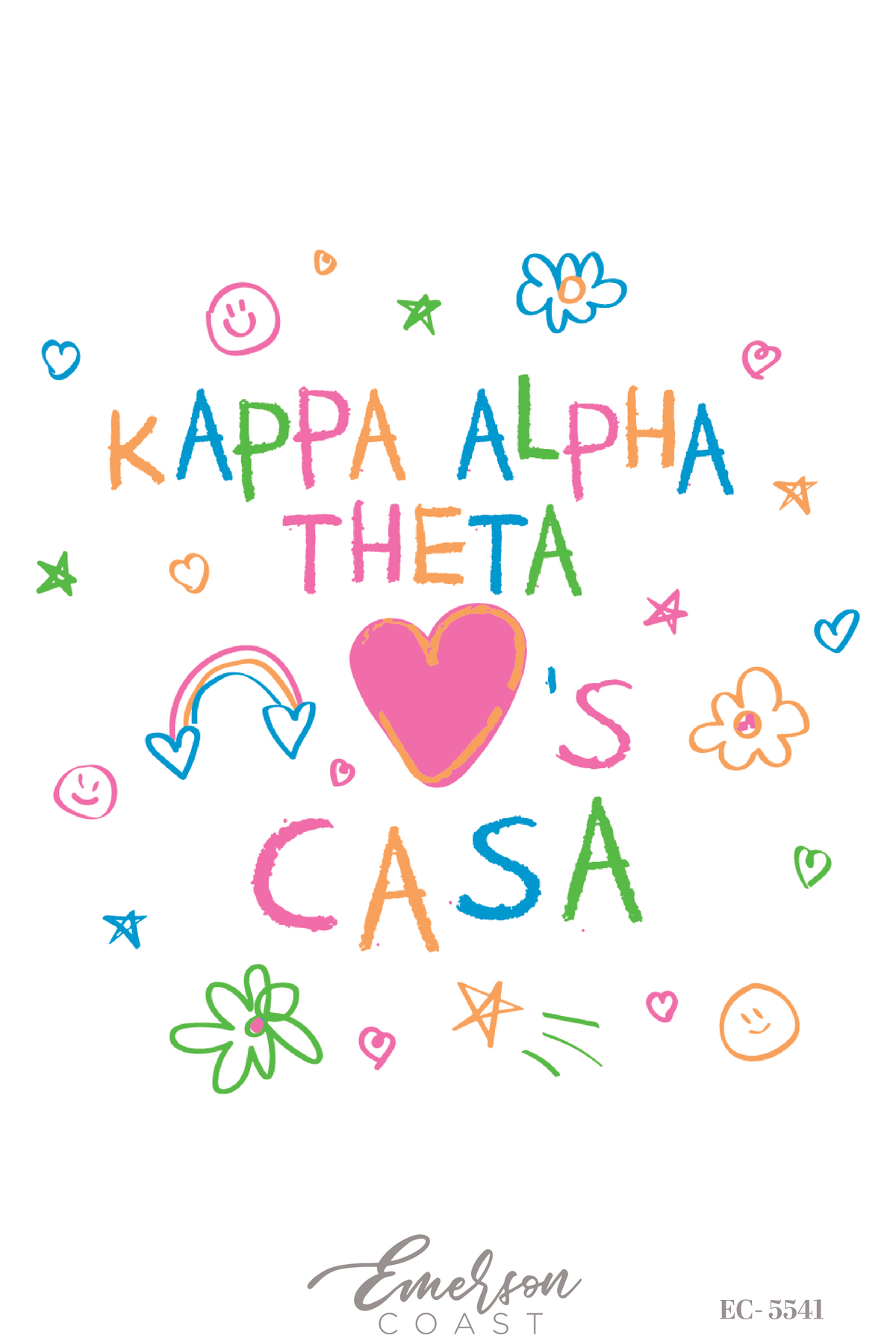 Kappa Alpha Theta Hearts Casa Doodle T-Shirt