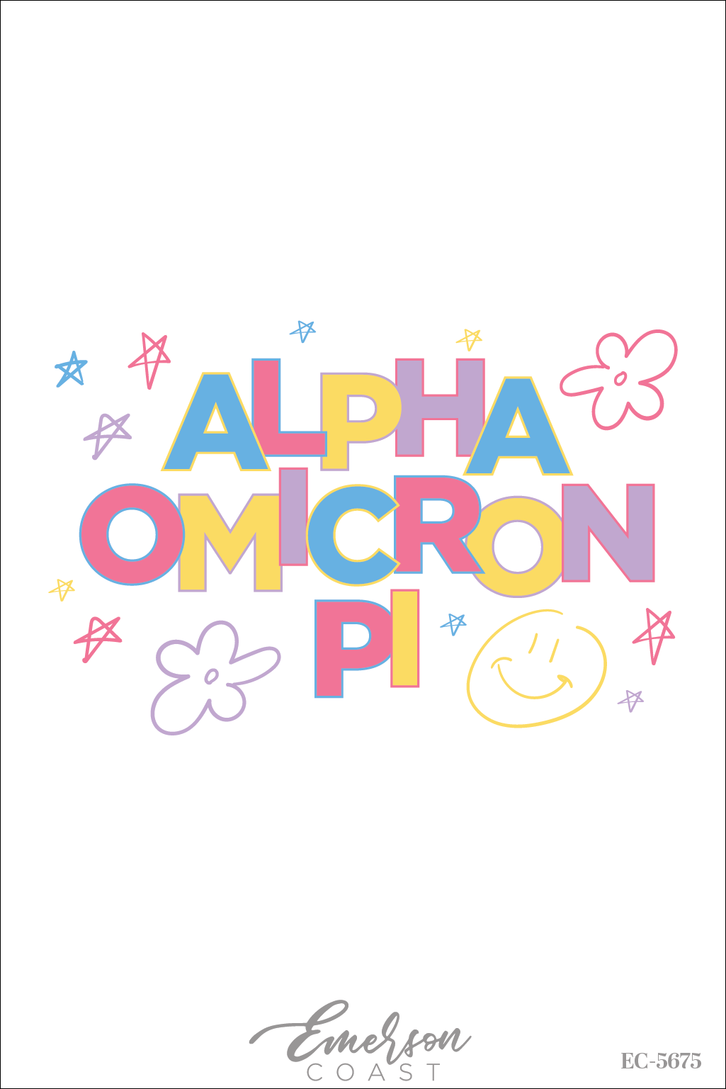 Alpha Omicron Pi Colorful Doodle Recruitment T-Shirt