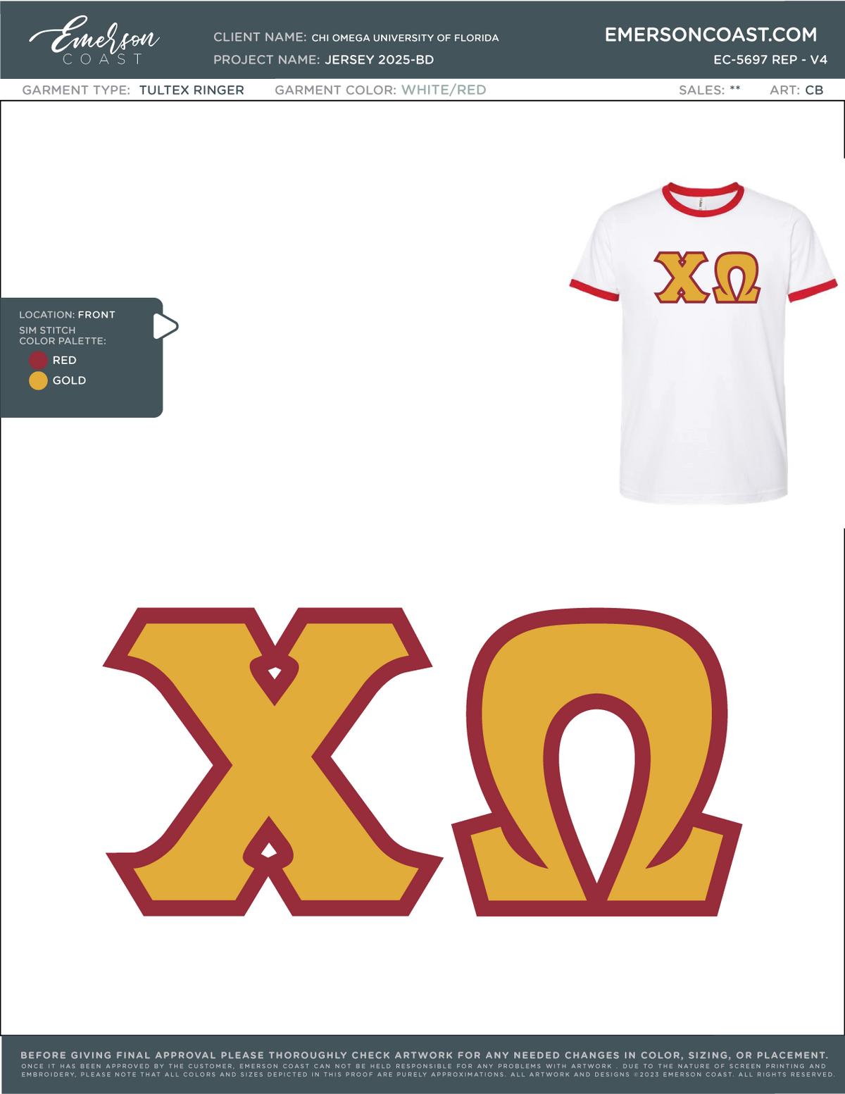 EC-5697 REP Chi Omega University of Florida Jersey 2025-BD REORDER