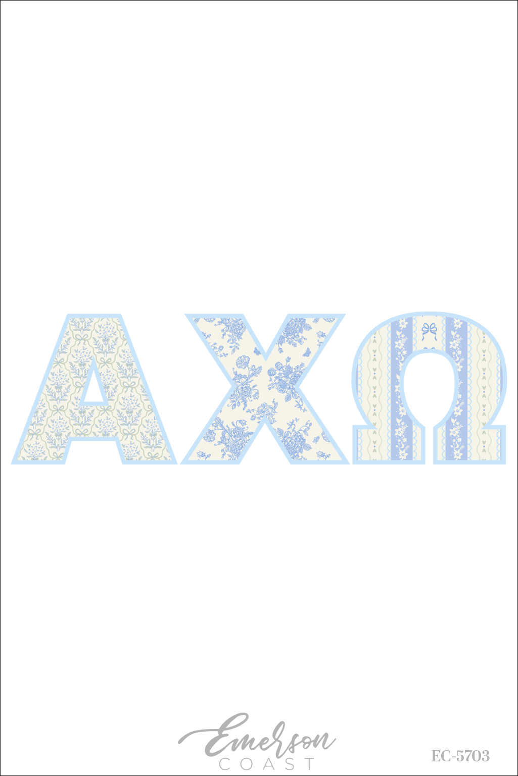 Alpha Chi Omega Light Blue Patchwork Letters Hoodie