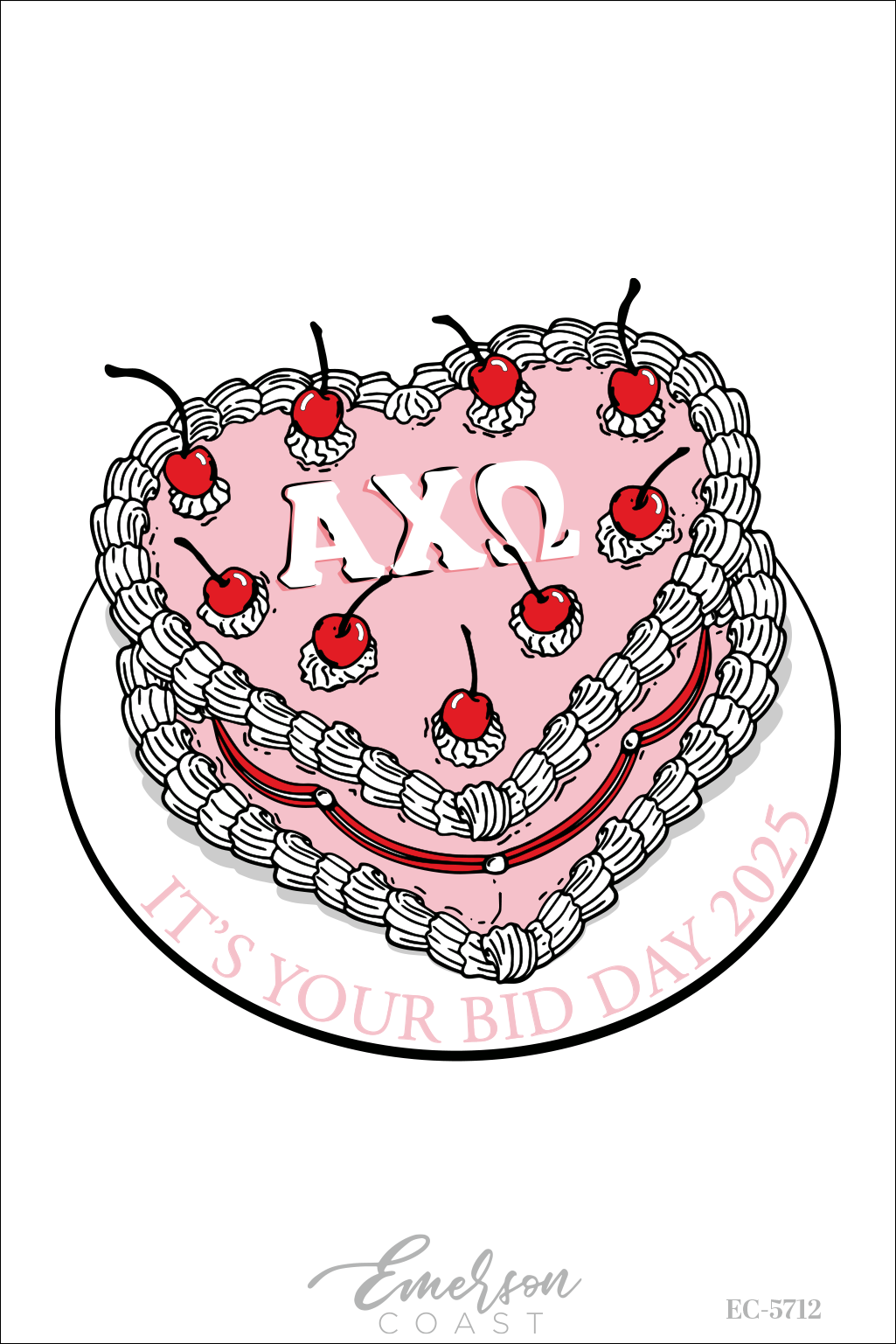 Alpha Chi Omega Its Your Bid Day Heart Cake T-Shirt