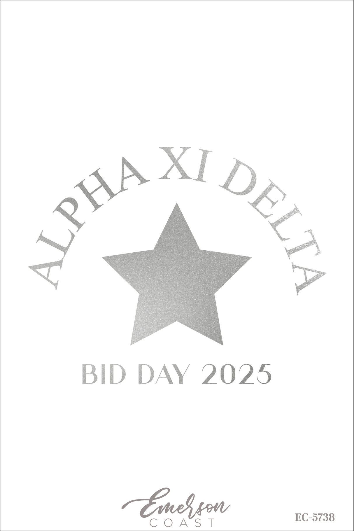 Alpha Xi Delta Silver Foil Bid Day Tank