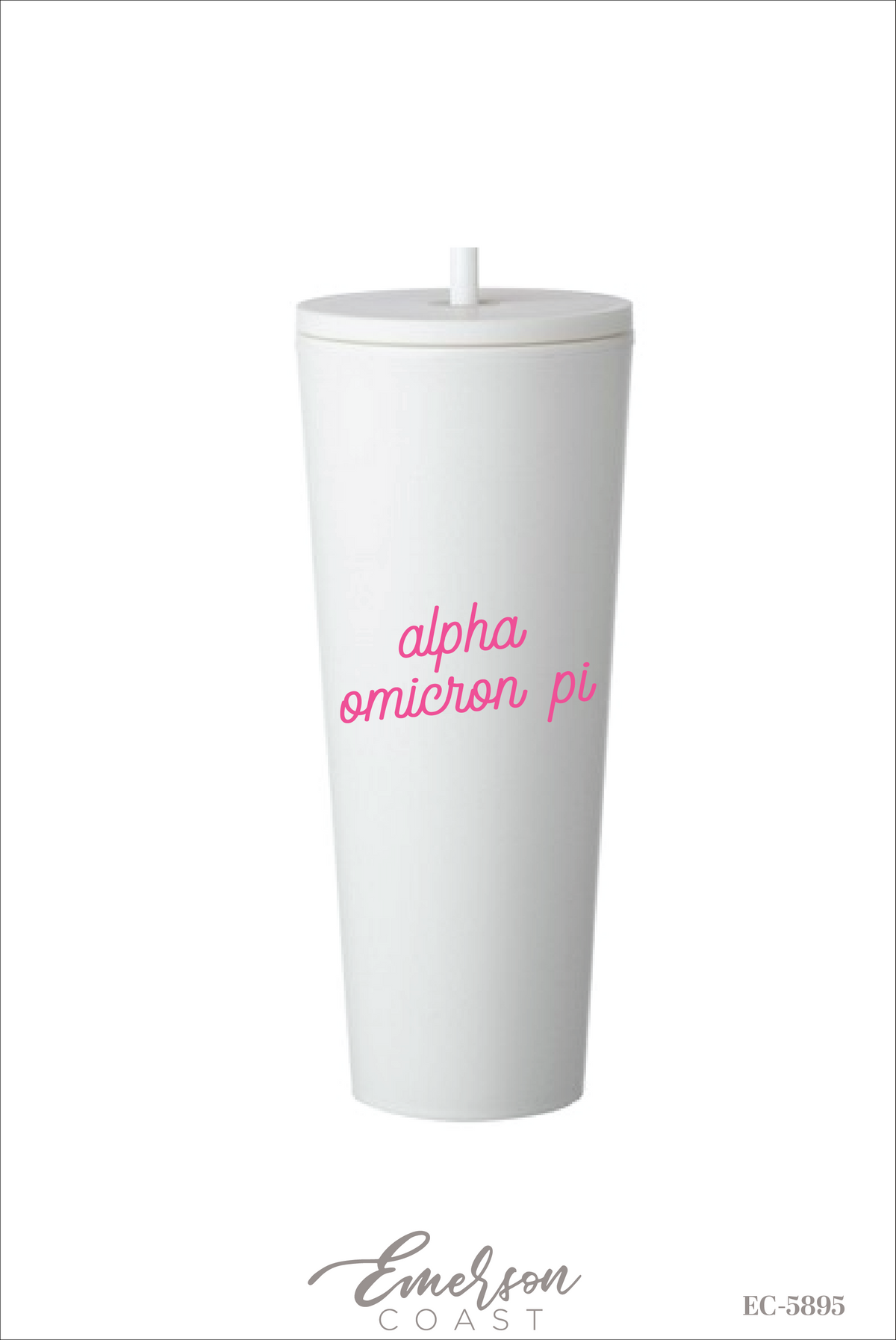 Alpha Omicron Pi White Tumbler