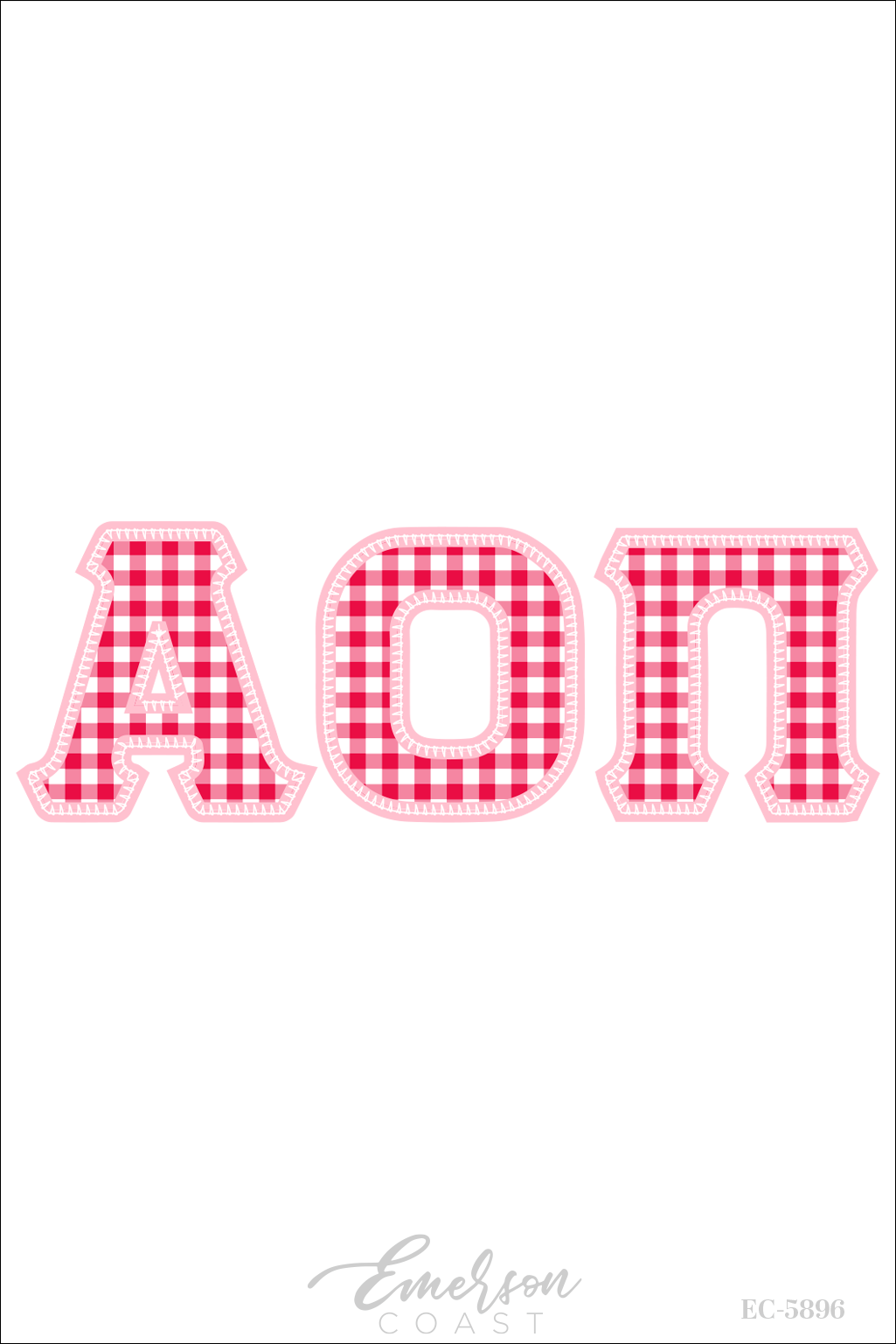 Alpha Omicron Pi Red Gingham Greek Letters Tee