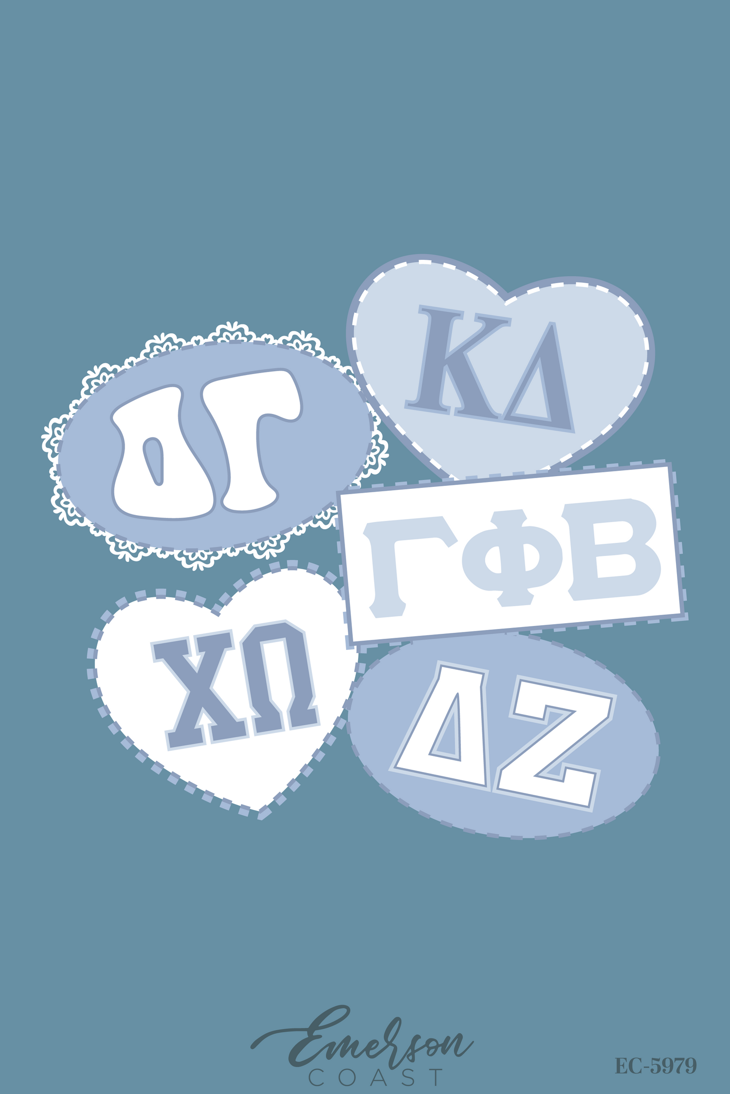 Panhellenic Pastel Blue Patchwork T-Shirt