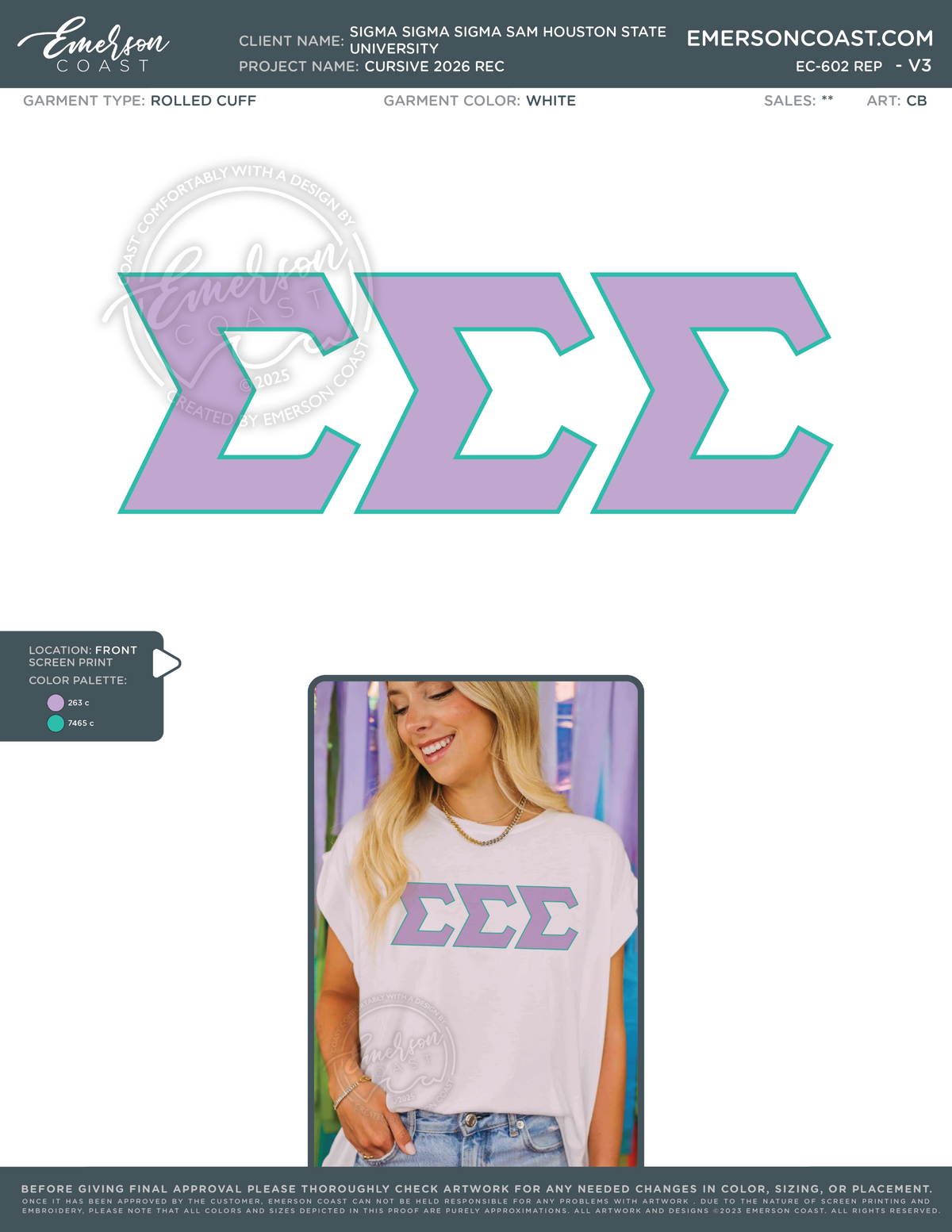 EC-602 REP Sigma Sigma Sigma Sam Houston State University Cursive 2026 REC