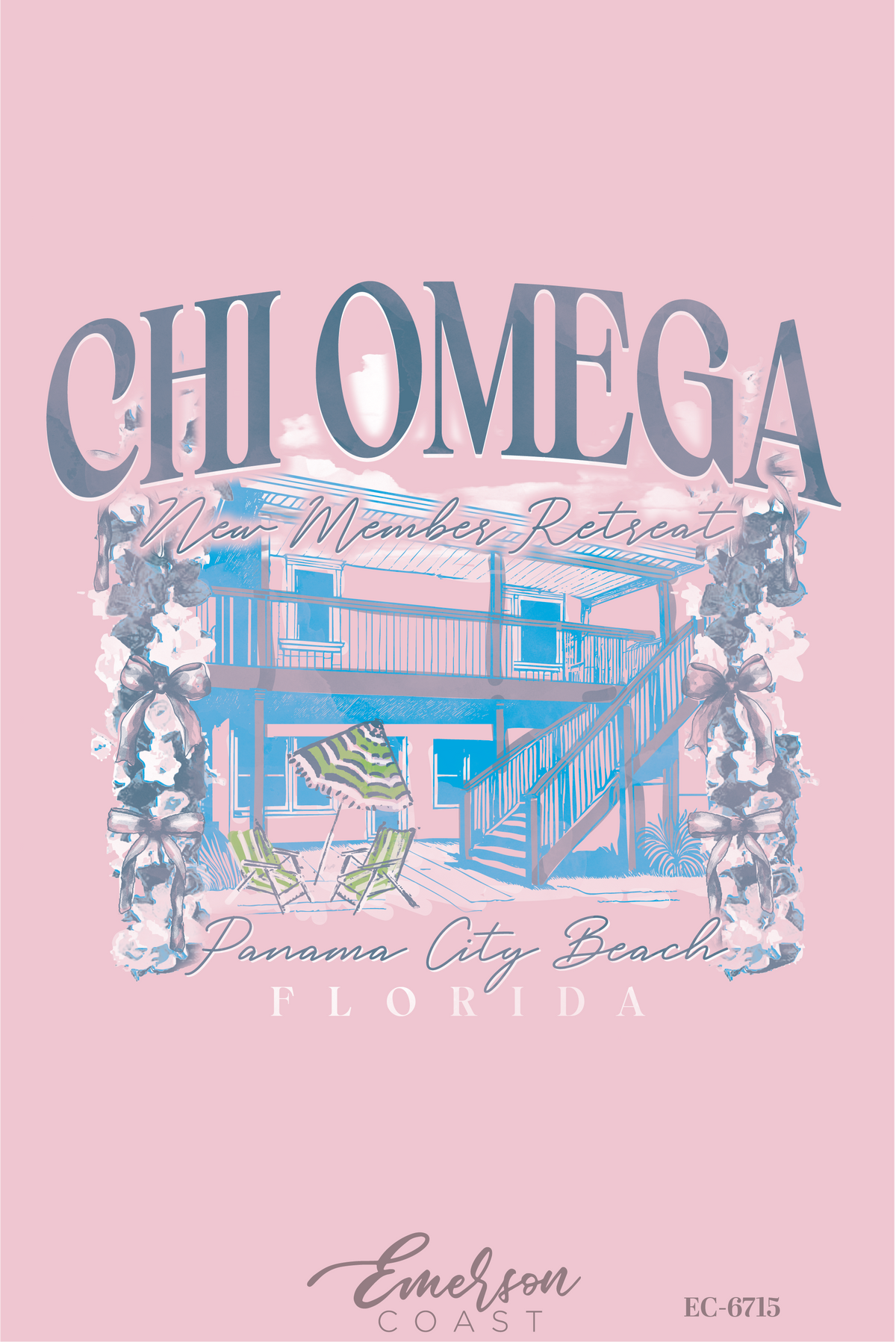 Chi Omega Watercolor Panama City Beach Retreat Tee