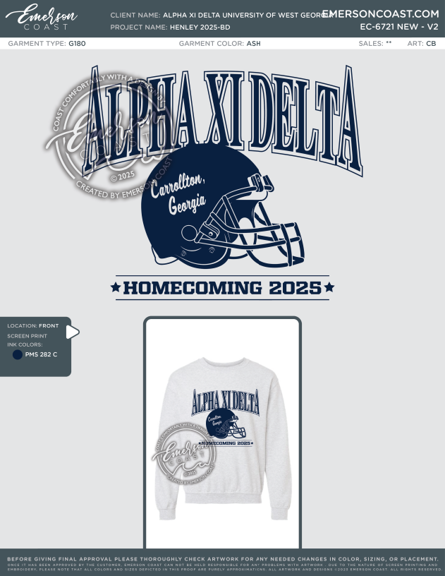 EC-6721 NEW Alpha Xi Delta University of West Georgia 2025 - HOCO