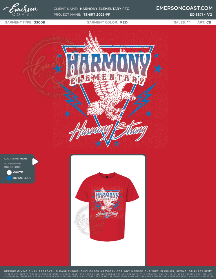 EC-6871 Harmony Elementary PTO Tshirt 2025-PR