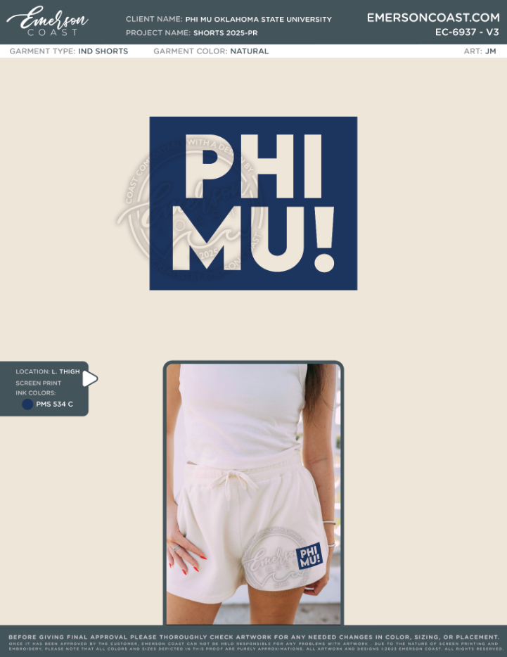 EC-6937 Phi Mu Oklahoma State University Shorts 2025-PR