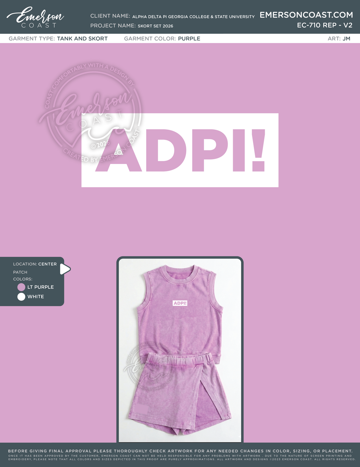 EC-710 REP Alpha Delta Pi Georgia College & State University Skort Set 2026