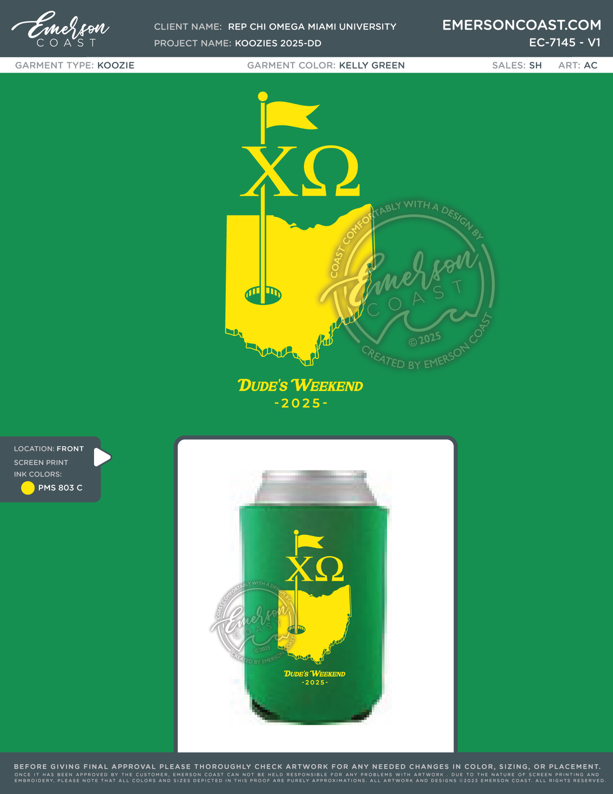 EC-7145 REP Chi Omega Miami University Koozies 2025-DD
