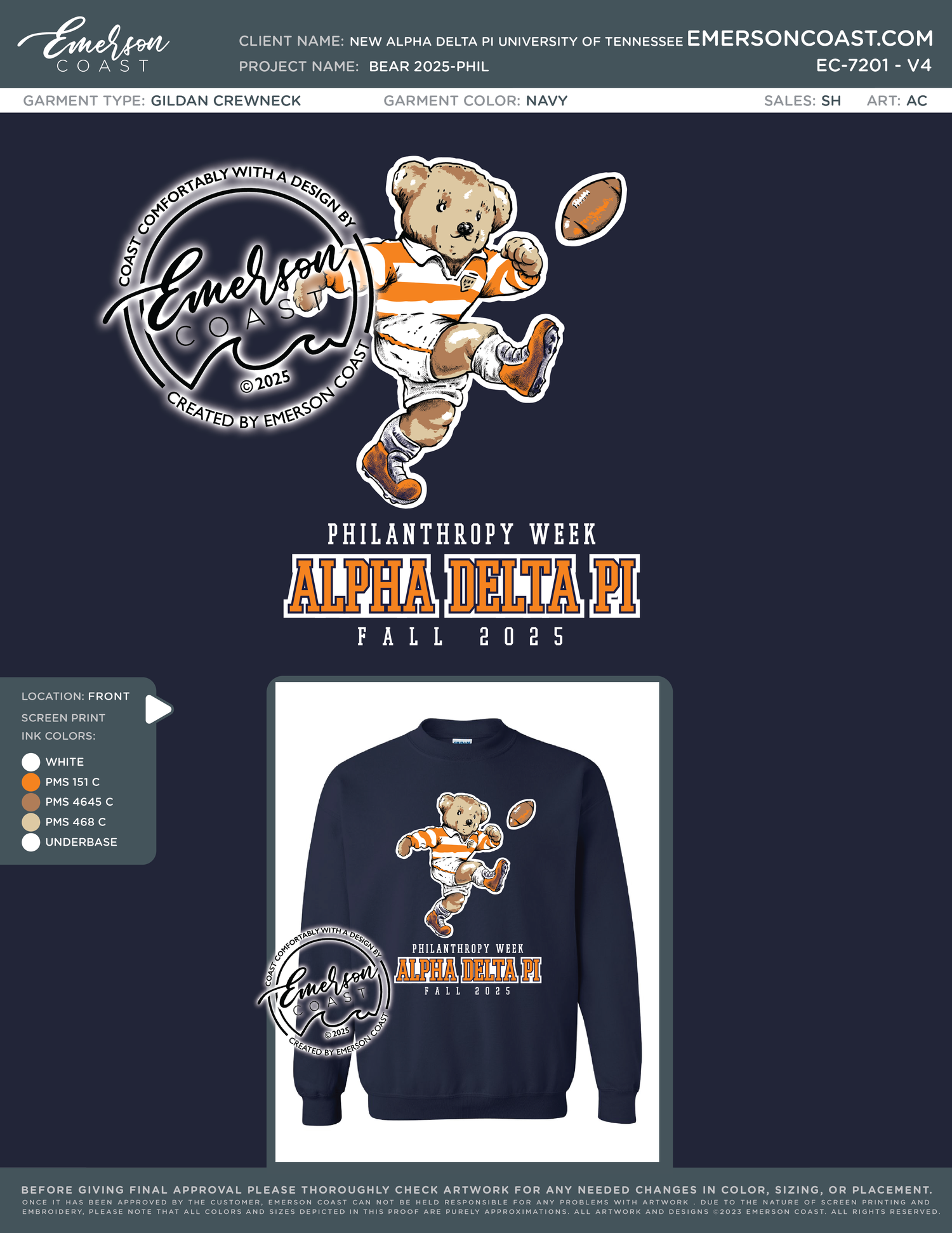 EC-7201 NEW Alpha Delta Pi University of Tennessee Bear 2025-PHIL