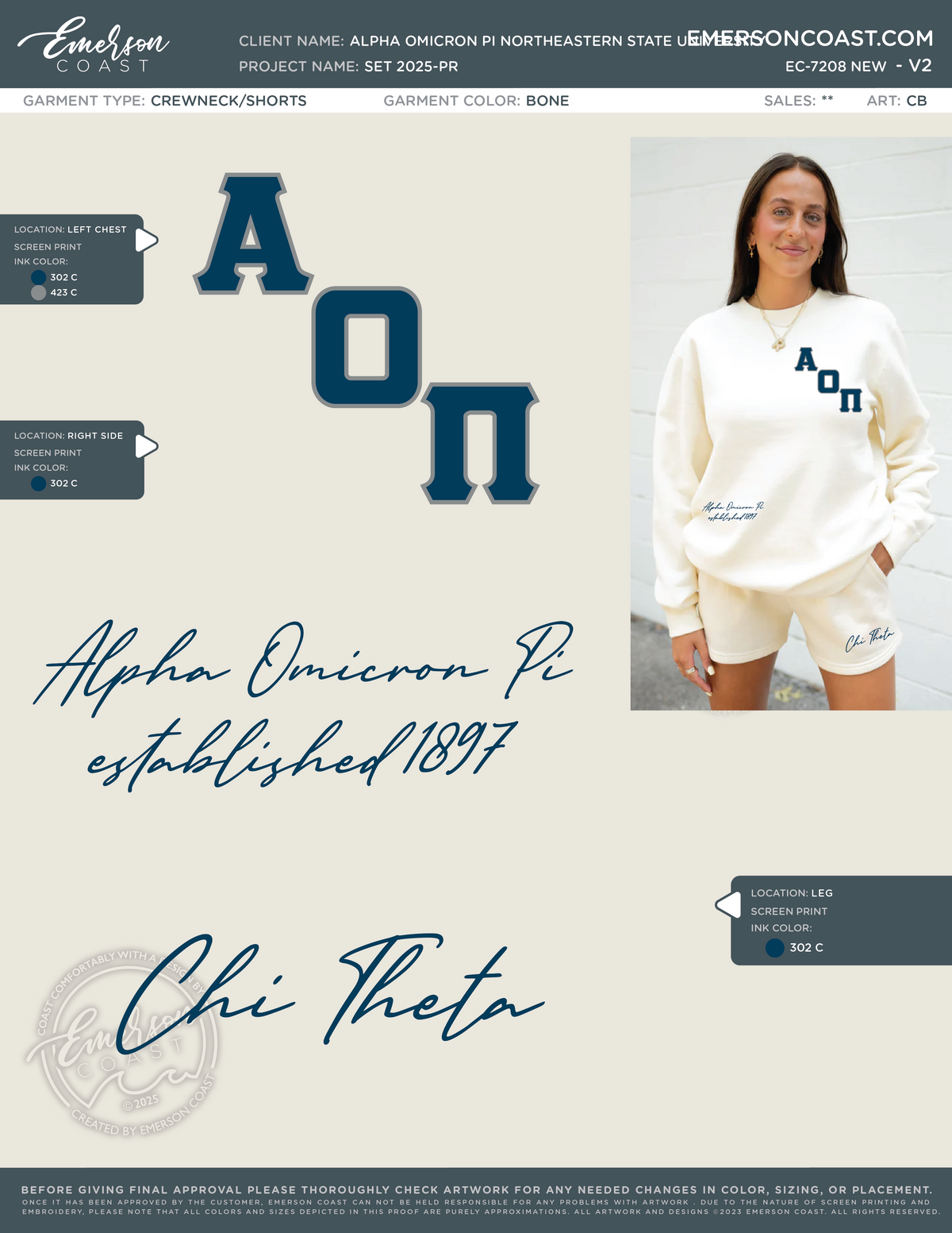 EC-7208 NEW Alpha Omicron Pi Northeastern State University Set 2025-PR