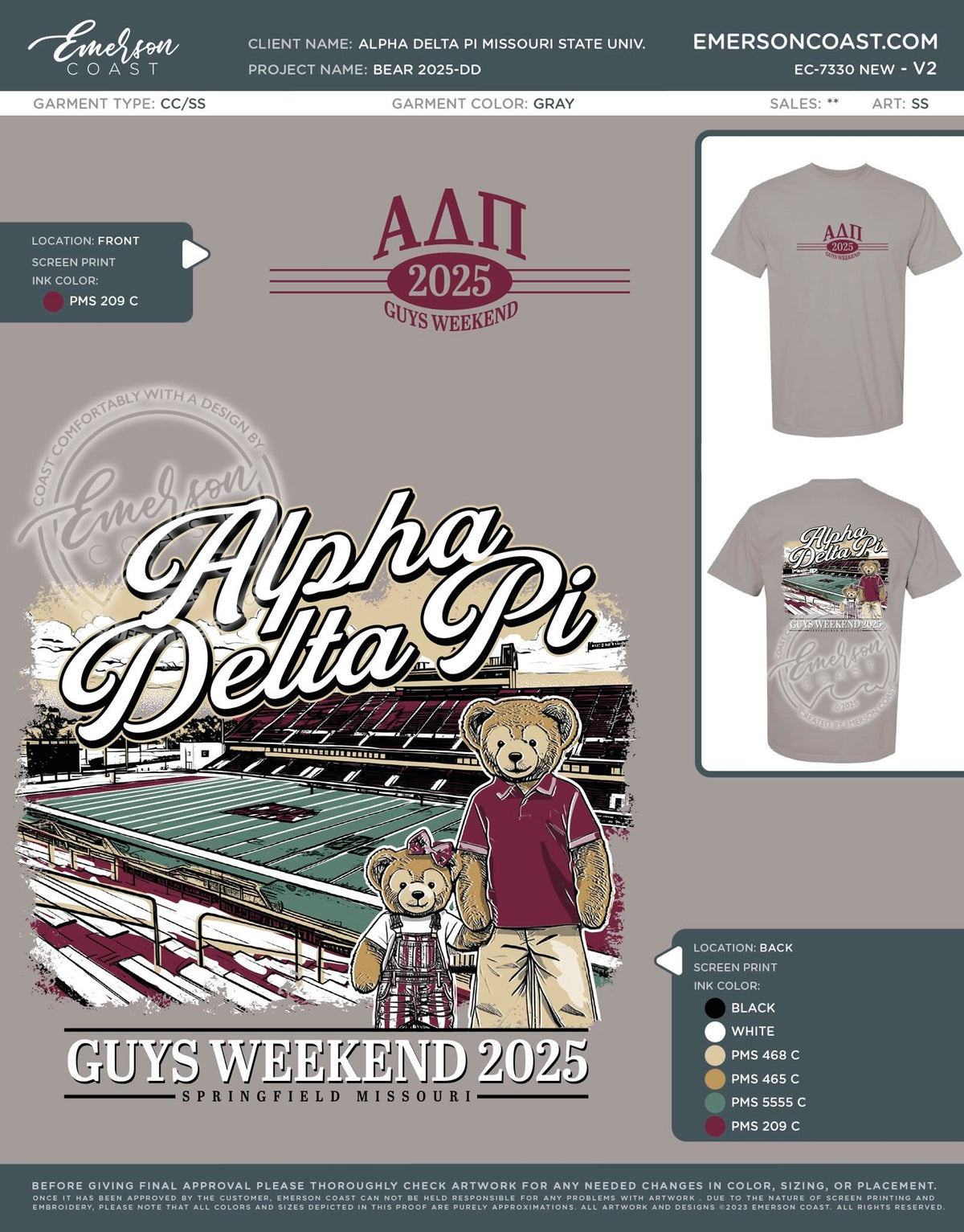 EC-7330 NEW Alpha Delta Pi Missouri State University Bear 2025-DD - Short Sleeves