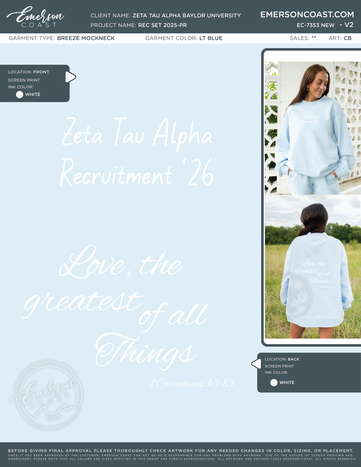 EC-7353 NEW Zeta Tau Alpha Baylor University Rec Set 2025-PR