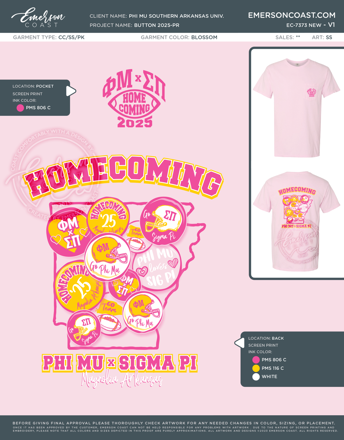 EC-7373 NEW Phi Mu Southern Arkansas University Button 2025-PR