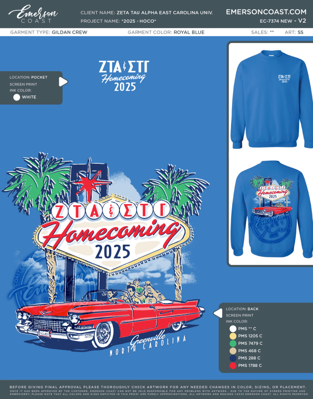 EC-7374 NEW Zeta Tau Alpha East Carolina University 2025 - HOCO